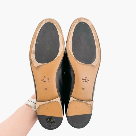 Gucci Jordaan Horsebit Loafer EU 40 US 10 Black Leather Buckle Flat Dress Shoe - Picture 10 of 16